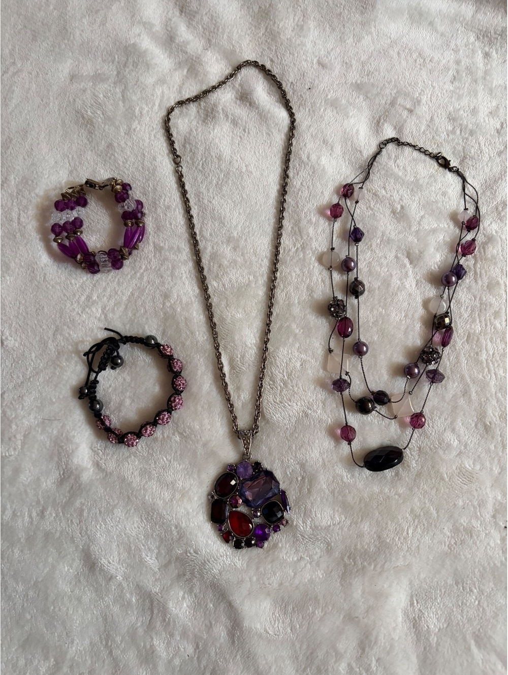 fashion accessories purple necklaces bracelets multistrand pendant